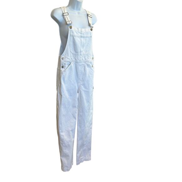 Madewell White Denim Overalls XS Tapered Carpenter Preppy Classic Oversized $158 - Picture 6 of 9